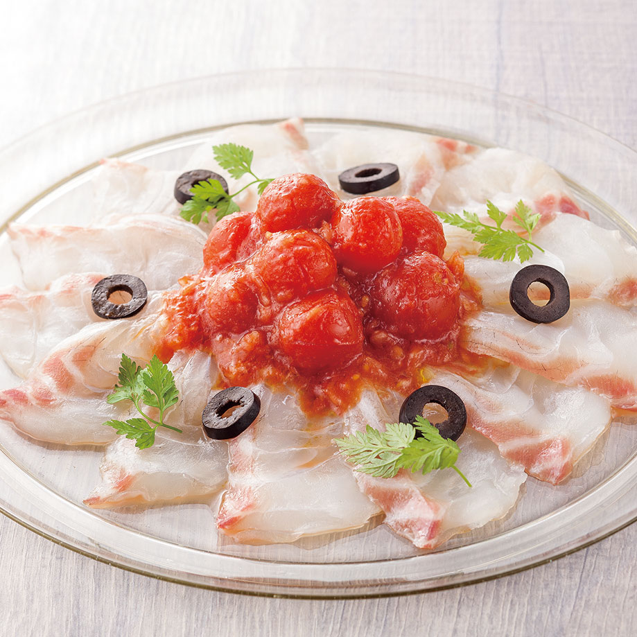 鯛のカルパッチョ チェリートマトソース のレシピ ベイシア