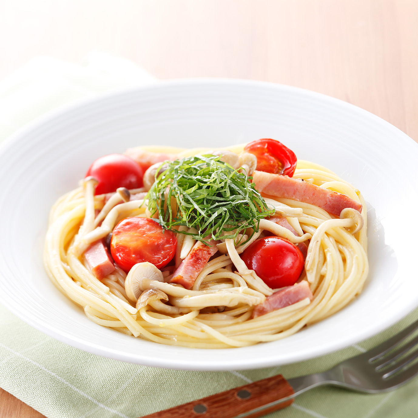 ベーコンとしめじのゆず塩風味パスタのレシピ ベイシア