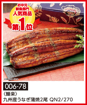 〈鰻楽〉九州産うなぎ蒲焼2尾 QN2/270