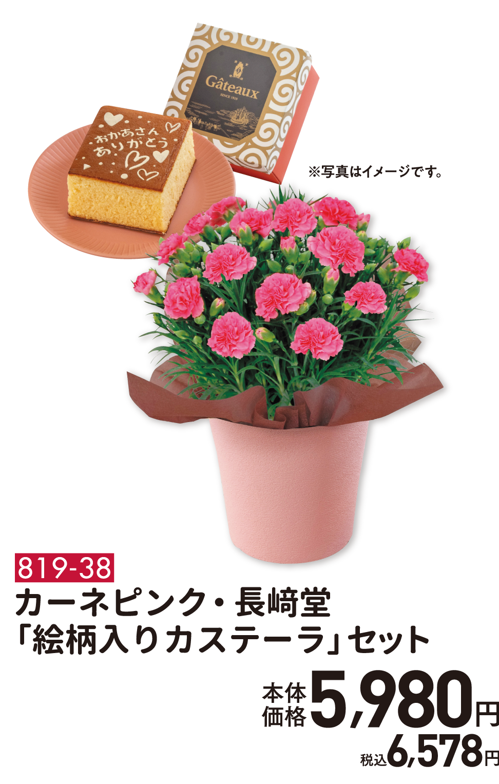819-38 カーネピンク・長﨑堂「絵柄入りカステーラ」セット