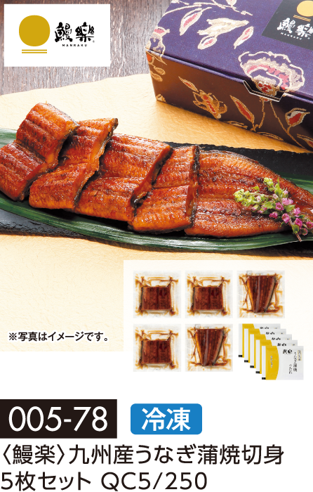 〈鰻楽〉九州産うなぎ蒲焼切身 5枚セット QC5/250